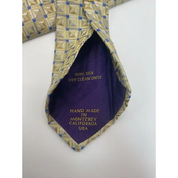2 ROBERT TALBOTT ESTATE Silk Ties Hand Made in Monterey CA USA -1 Blue, 1 Yellow - Picture 7 of 7